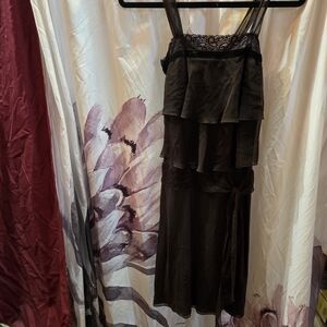 Morgan Brown Dress with Lace Accents